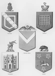 Public arms: Richmond; Harwich; Newport, Monmouthshire; Gateshead; Ludlow (engraving) Public arms: Richmond; Harwich; Newport, Monmouthshire; Gateshead; Ludlow (engraving)