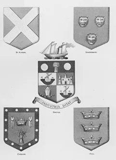 Public arms: St Albans; Shrewsbury; Partick; Evesham; Hull (engraving) Public arms: St Albans; Shrewsbury; Partick; Evesham; Hull (engraving)