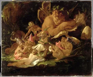 Puck and Fairies, from A Midsummer Nights Dream, c.1850 (oil on millboard) Puck and Fairies, from A Midsummer Nights Dream, c.1850 (oil on millboard)