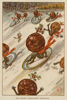 Tobogganing Gallery: The Puddings Tobogganning Competition (colour litho)