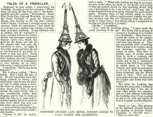 Punch cartoon: Certified English Lady Eiffel Tourist Guides to Paris during the Exhibition - Exposition Universelle Punch cartoon: Certified English Lady Eiffel Tourist Guides to Paris during the Exhibition - Exposition Universelle