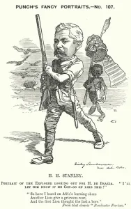 Punch cartoon: Henry Morton Stanley, Welsh journalist and explorer (engraving) Punch cartoon: Henry Morton Stanley, Welsh journalist and explorer (engraving)