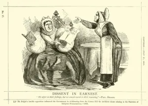 Punch cartoon regarding John Bright: Dissent In Earnest, 21 July 1860 (engraving) Punch cartoon regarding John Bright: Dissent In Earnest, 21 July 1860 (engraving)
