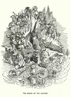Weston Super Mare Gallery: Punch cartoon: The Sirens of the Sea-Side - British coastal holiday resorts (engraving)