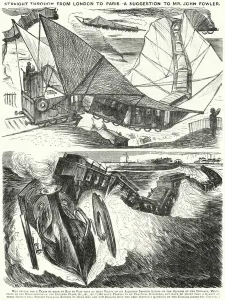Punch cartoon: Straight Through from London to Paris. A suggestion to Mr John Fowler (engraving) Punch cartoon: Straight Through from London to Paris. A suggestion to Mr John Fowler (engraving)