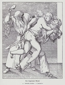Punishment of the Unfaithful, Italian cartoon, 16th Century (litho)