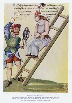 Punishment of a woman in the 16th Century (colour litho) Punishment of a woman in the 16th Century (colour litho)