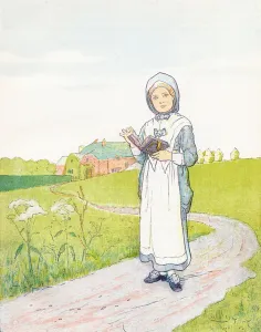 The puritan's daughter - la fille du puritain, marche sur un chemin en lisant un livre - Extrait de Afternoon Tea The puritan's daughter - la fille du puritain, marche sur un chemin en lisant un livre - Extrait de Afternoon Tea