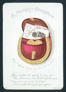 Purse full of Money, Christmas Card (chromolitho) Purse full of Money, Christmas Card (chromolitho)
