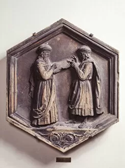 Portait Collection: Pythagoras and Euclid, 1437 (marble tile)