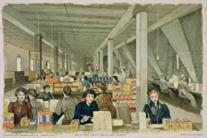 Images Dated 23rd February 2007: A Quaker Oats packing room, 1893 (colour litho)