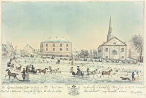 Sledding Gallery: The Quebec Driving Club meeting at the Place d Armes, engraved by J. Smillie Jr