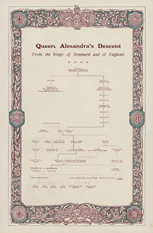 Queen Alexandra's descent from the Kings of Denmark and of England (colour litho) Queen Alexandra's descent from the Kings of Denmark and of England (colour litho)
