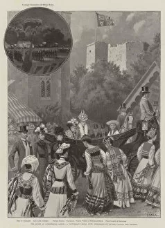 Her Majesty Gallery: The Queen at Carisbrooke Castle, a Picturesque Royal Fete, Procession of Gipsies passing Her Majesty (litho)