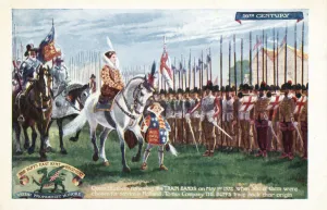 Queen Elizabeth reviewing the Buffs (colour litho) Queen Elizabeth reviewing the Buffs (colour litho)