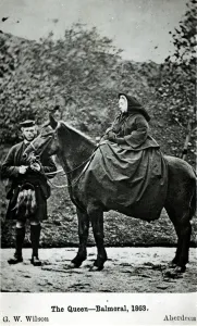 Queen Victoria (1819-1901) on horseback at Balmoral , 1863 (b/w photo) Queen Victoria (1819-1901) on horseback at Balmoral , 1863 (b/w photo)