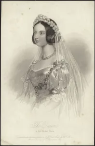 Queen Victoria in her bridal dress (engraving) Queen Victoria in her bridal dress (engraving)