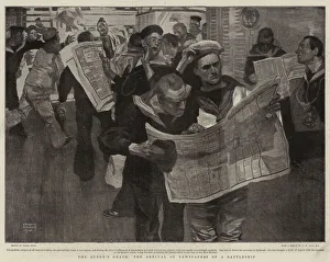 The Queen's Death, the Arrival of Newspapers on a Battleship (litho) The Queen's Death, the Arrival of Newspapers on a Battleship (litho)