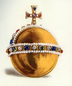 The Queen's Orb from the Crown Jewels of England, 1919 (colour litho) The Queen's Orb from the Crown Jewels of England, 1919 (colour litho)
