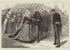 Godefroy Durand Gallery: The Queens Procession in St Jamess Chapel (engraving)