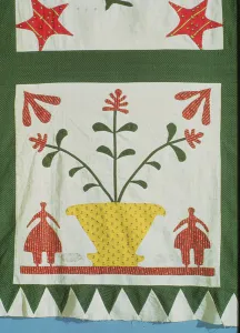 Quilt detail showing figures and flowers (cotton) Quilt detail showing figures and flowers (cotton)