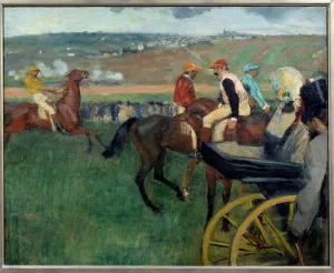 The racetrack, amateur jockeys near a car Painting by Edgar Degas (1834-1917 The racetrack, amateur jockeys near a car Painting by Edgar Degas (1834-1917