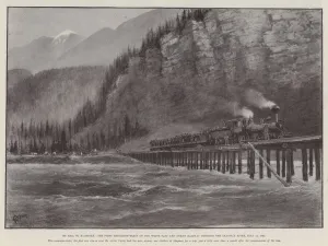 By Rail to Klondike, the First Excursion-Train on the White Pass and Yukon Railway crossing the Skagway River By Rail to Klondike, the First Excursion-Train on the White Pass and Yukon Railway crossing the Skagway River