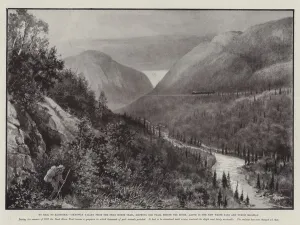 By Rail to Klondike, Skagway Valley from the Dead Horse Trail, showing Old Trail beside the River By Rail to Klondike, Skagway Valley from the Dead Horse Trail, showing Old Trail beside the River