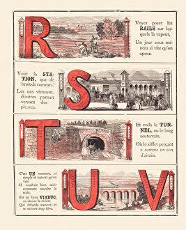 Conveyances Gallery: Railway alphabet Rs T U V, 1860 (illustration)