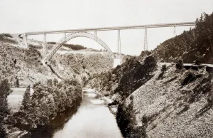 Railway Bridge designed by Gustave Eiffel, over the Garabit Viaduct (b/w photo) Railway Bridge designed by Gustave Eiffel, over the Garabit Viaduct (b/w photo)