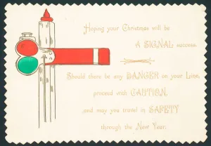 Railway Semaphore, Christmas Card (chromolitho) Railway Semaphore, Christmas Card (chromolitho)