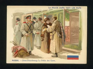 Railway station police in St Petersburg, Russia (chromolitho) Railway station police in St Petersburg, Russia (chromolitho)