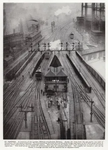 Railway tracks outside St Pancras Station, terminus of the London Railway tracks outside St Pancras Station, terminus of the London