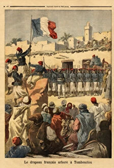 Timbuktu Collection: The raising of the French flag at Timbuktu (Mali) by the Lieutenant Colonel Francois