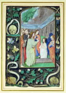 Images Dated 8th July 2005: The Raising of Lazarus, from a book of Hours (vellum)