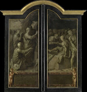 Recovery Gallery: The Raising of Lazarus (closed outer panels) (oil on panel)