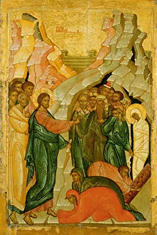 The Raising of Lazarus, Russian icon, Novgorod School, 15th century (tempera on panel) The Raising of Lazarus, Russian icon, Novgorod School, 15th century (tempera on panel)