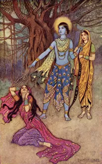 Warwick (after) Goble Gallery: Rama Spurns the Demon Lover, illustration from Indian Myth and Legend'