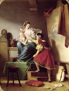 Raphael Adjusting his Models Pose for his Painting of the Virgin and Child Raphael Adjusting his Models Pose for his Painting of the Virgin and Child