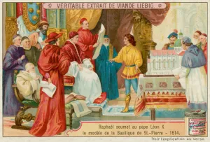 Raphael Submits a Design to Pope Leo X (chromolitho) Raphael Submits a Design to Pope Leo X (chromolitho)