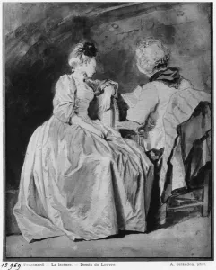 Reading (black pencil & bistre & wash on paper) (b/w photo) Reading (black pencil & bistre & wash on paper) (b/w photo)