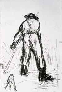 Two Reapers Seen from the Back (chalk on paper) (b/w photo) Two Reapers Seen from the Back (chalk on paper) (b/w photo)