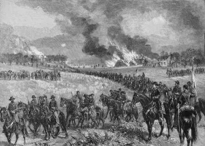 The rear-guard: General Custers division retiring from Mount Jackson, October 7th 1864 The rear-guard: General Custers division retiring from Mount Jackson, October 7th 1864