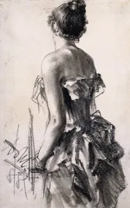 Rear view of a Woman; Ruckenansicht einer Dame, 1888 (charcoal Rear view of a Woman; Ruckenansicht einer Dame, 1888 (charcoal