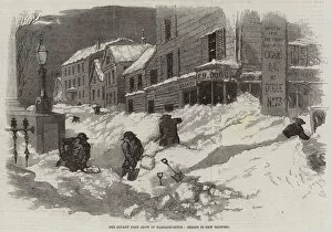 The Recent Deep Snow in Massachusetts, Street in New Bedford (engraving)