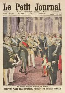 Reception of General Joseph Joffre (1852-1931) by Nicolas II (1894-1917) at the Peterhof Palace Reception of General Joseph Joffre (1852-1931) by Nicolas II (1894-1917) at the Peterhof Palace