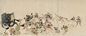 Recit illustre de la rebellion de Heiji (1159-1160) (Visite imperiale a Rokuhara) (Ilustrated Tale of The Civil War, The Imperial Visit to Rokuhara) - Oeuvre anonyme, aquarelle et encre sur papier, troisieme rouleau, 13e siecle - Art japonais Recit illustre de la rebellion de Heiji (1159-1160) (Visite imperiale a Rokuhara) (Ilustrated Tale of The Civil War, The Imperial Visit to Rokuhara) - Oeuvre anonyme, aquarelle et encre sur papier, troisieme rouleau, 13e siecle - Art japonais