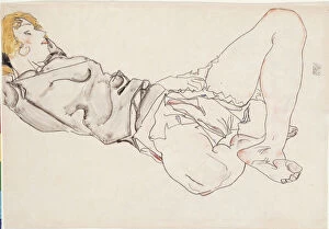 Reclining woman with blonde hair, 1912 (w/c on paper)
