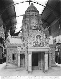 Reconstructed turret, Temple of Bayon at Angkor Thom, c.1912 (b / w photo)