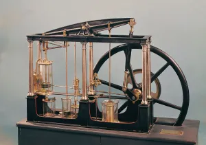 Reconstruction of James Watt's steam engine, 1781 (copper & glass) Reconstruction of James Watt's steam engine, 1781 (copper & glass)